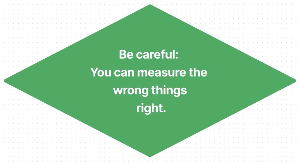 Be care to not measure the wrong things right. 